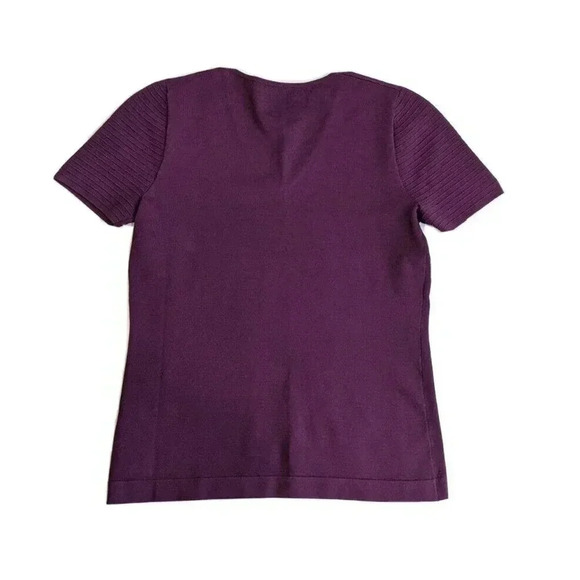 Saks Fifth Avenue Purple V Neck Stretch Top Size Medium Viscose Blend - Picture 2 of 4